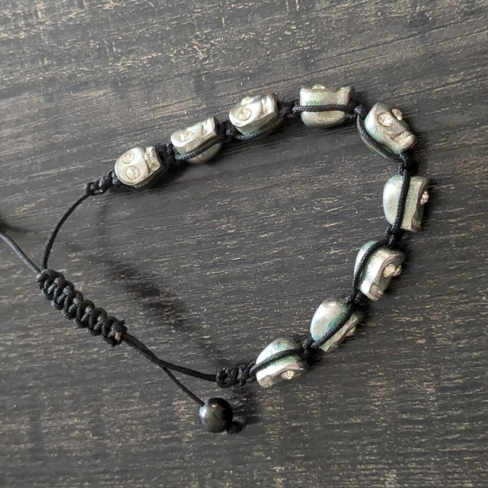 Adjustable Rhinestone Halloween Spooky Skull Bracelet